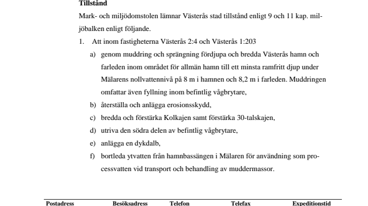 Positiv miljödom för utbyggnad av Västerås och Köpings hamnar