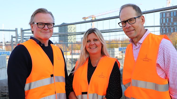 Fredrik Lindh, projektchef, Ulrika Sandford, kommunikationschef och Christer Klint, projektdirektör, Karlastadens Utveckling AB.