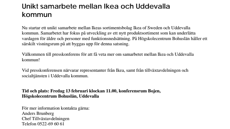 Unikt samarbete mellan Ikea och Uddevalla kommun