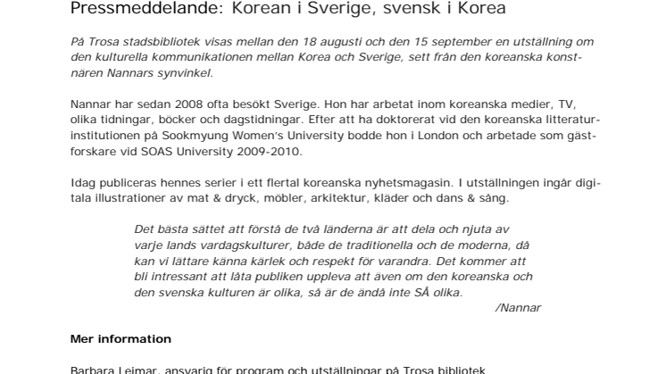 Korean i Sverige, svensk i Korea