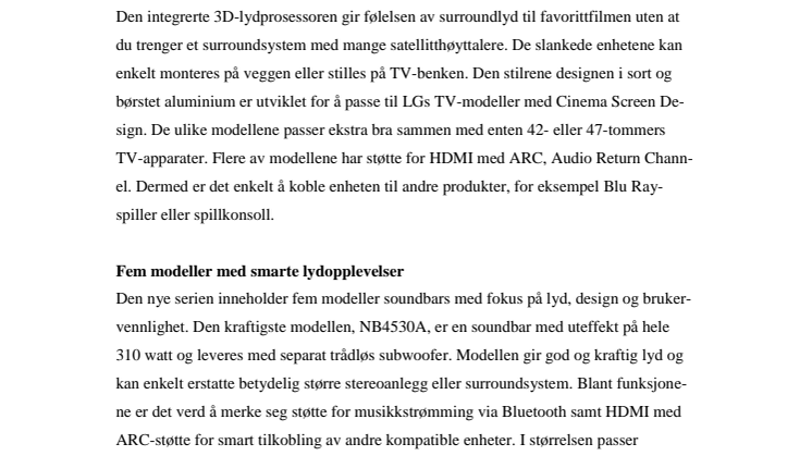 STOR LYD I ELEGANT FORMAT MED NYE SOUNDBARS FRA LG 