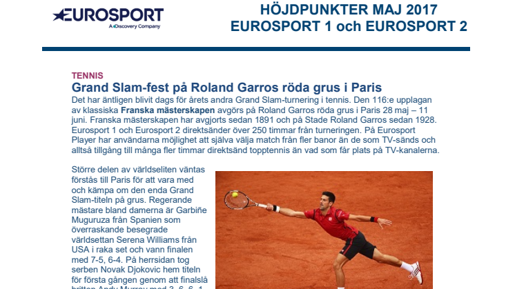 Eurosports höjdpunkter i maj- dokument