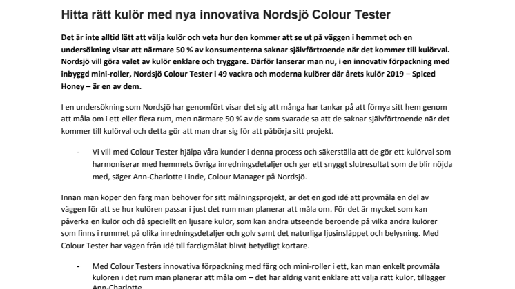 Hitta rätt kulör med nya innovativa Nordsjö Colour Tester