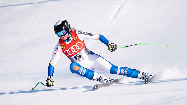 Johanna Boiardt, Östersund Frösö SLK, är svensk störtloppsmästare för andra gången i rad. Foto: Ski Team Sweden Alpine 