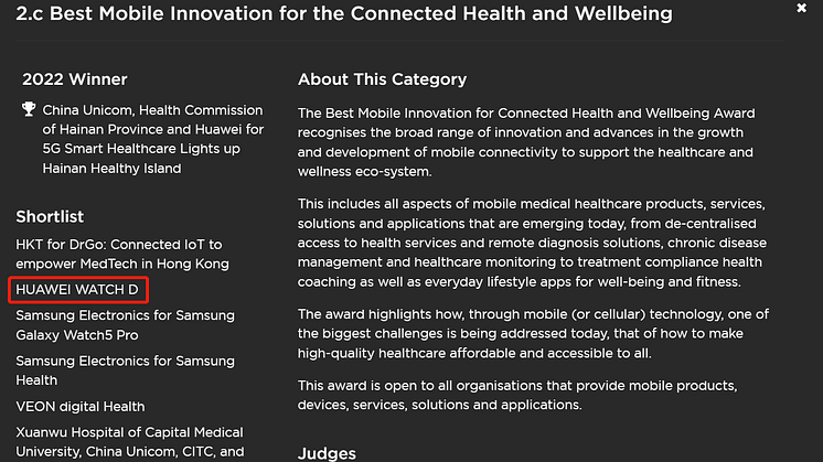 Shortlist_Best Mobile Innovation for the Connected Health and Wellbeing