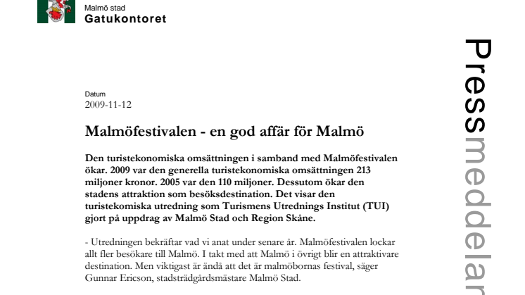 Malmöfestivalen - en god affär för Malmö 