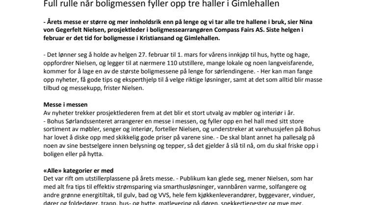 Full rulle når boligmessen fyller opp tre haller i Gimlehallen 