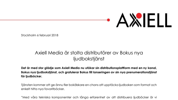 Axiell Media är stolta distributörer av Bokus nya ljudbokstjänst