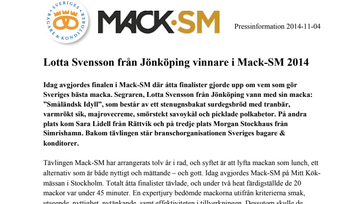 Lotta Svensson från Jönköping vinnare i Mack-SM 2014
