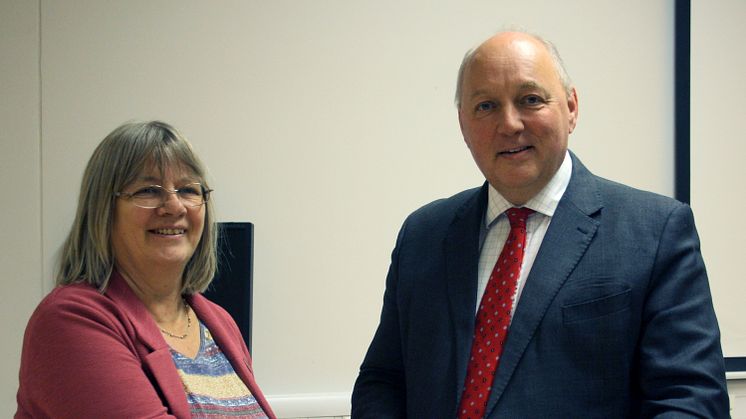 Professor Becky Strachan, Deputy Faculty Pro Vice-Chancellor of Northumbria’s Faculty of Engineering and Environment, pictured with Nick Baveystock, ICE Director General.