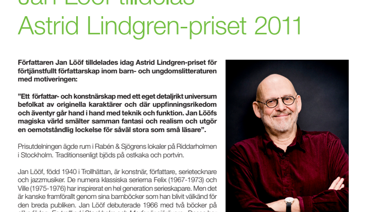 Jan Lööf tilldelas Astrid Lindgren-priset 2011