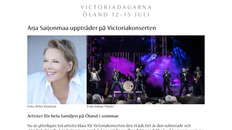 Arja Saijonmaa uppträder på Victoriakonserten
