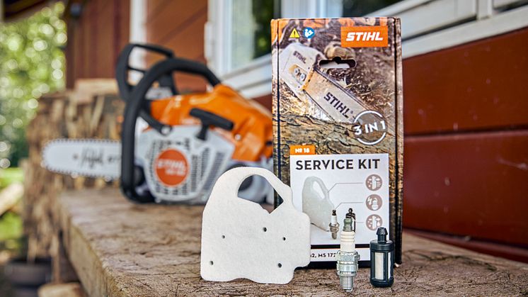 STIHL Service Kit inneholder luftfilter, tennplugg og drivstoffilter for det spesifikke verktøyet – alle viktige deler for godt og løpende vedlikehold.