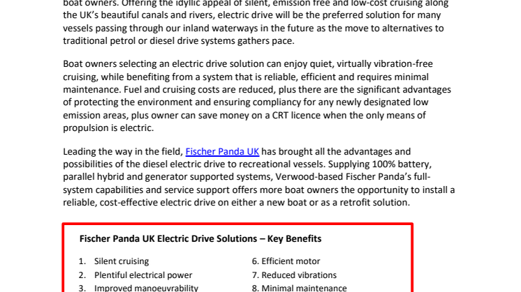 Fischer Panda UK - Electric Propulsion Case Study