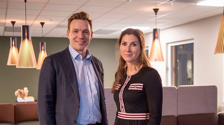 Runar Leite, administrerende direktør i Azets Norge og styreleder i Azets Consulting og Caroline Hordvik, administrerende direktør i Azets Consulting. Karabingruppen og Azets Advisory har endret navn til Azets Consulting.