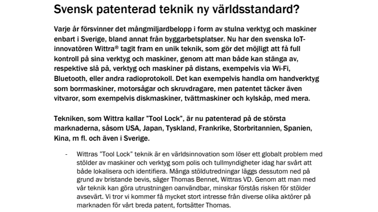  Svensk patenterad teknik ny världsstandard?