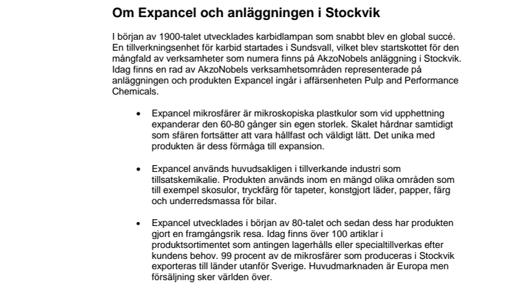 Pressinformation: Om Expancel och anläggningen i Stockvik