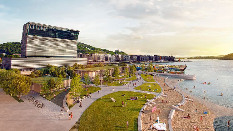 The new Munch Museum and Operastranda. Opens summer 2021.  Photo: Rift