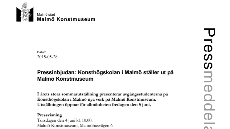 ​Pressinbjudan: Konsthögskolan i Malmö ställer ut på Malmö Konstmuseum