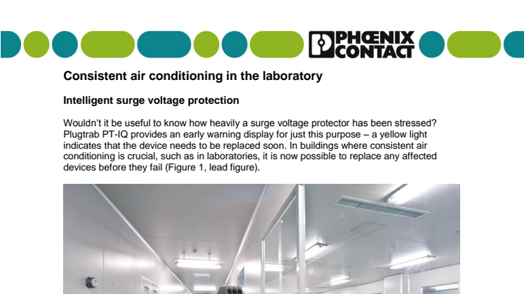Consistent air conditioning in the laboratory