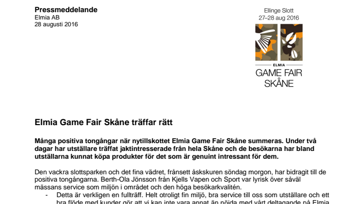 Elmia Game Fair Skåne träffar rätt