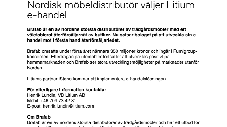 Nordisk möbeldistributör väljer Litium för e-handel