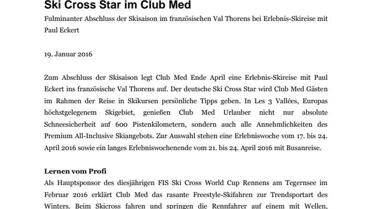 Ski Cross Star im Club Med 