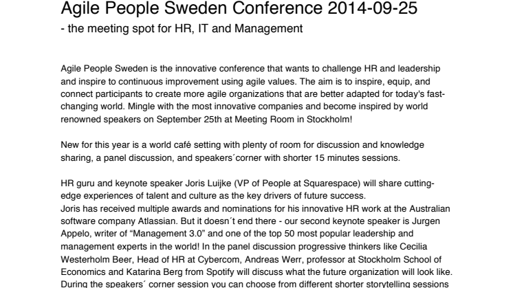 Agile People Sweden Conference 2014-09-25