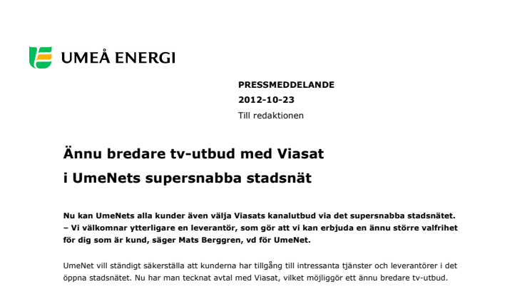 Ännu bredare tv-utbud med Viasat i UmeNets supersnabba stadsnät 