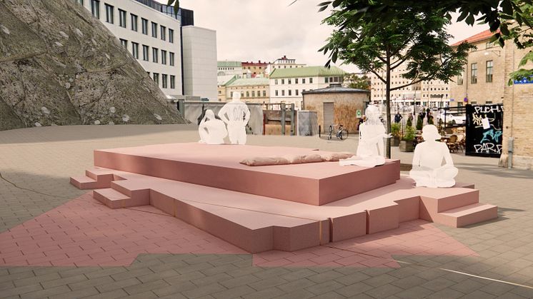 Visualisering av hbtqi+monumentet på Esperantoplatsen. Bild: Jonas Carlsson/New Order arkitektur och Conny Karlsson Lundgren.