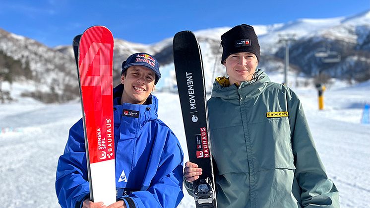 Jesper Tjäder och Hugo Burvall vidare till slopestyle-finalen i Bakuriani. Foto: SSF