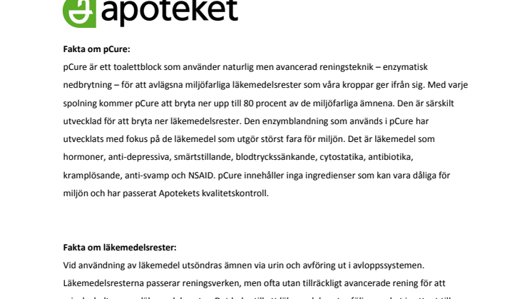 Fakta om pCure och läkemedelsrester