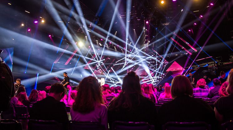 Nu kommer Melodifestivalen till Linköping för sjunde gången. Bild från Saab arena 2017 då Andra chansen avgjordes. Foto: Visit Linköping