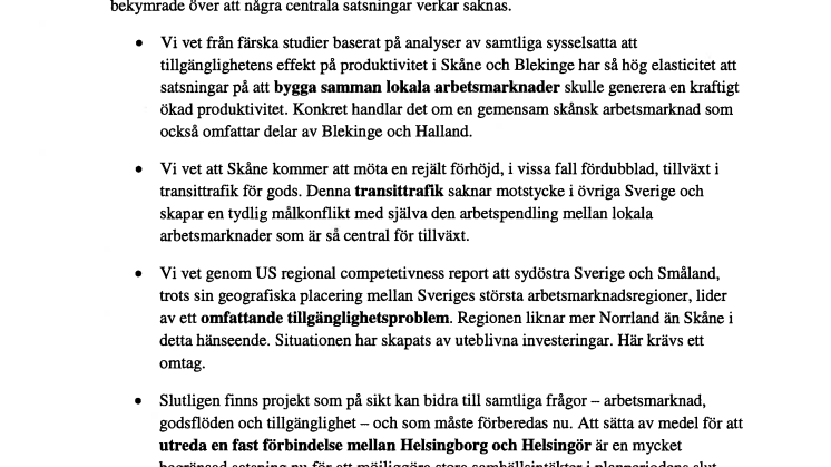 Brev till Infrastrukturminister Catharina Elmsäter-Svärd