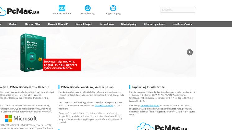 Billede af pcmac hjemmeside