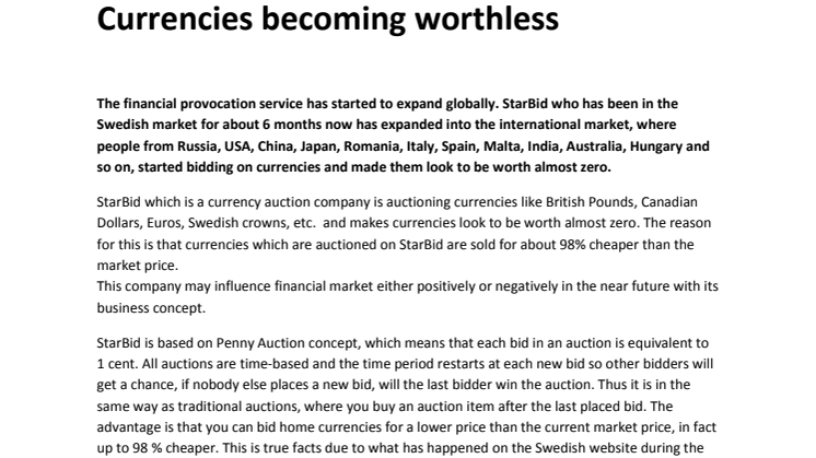 CURRENCIES BECOMING WORTHLESS