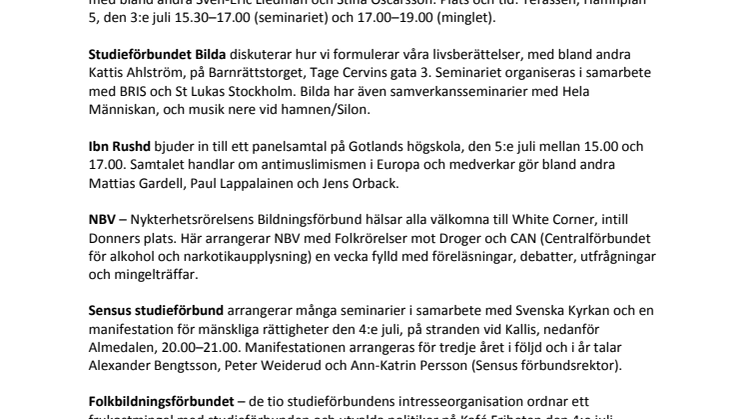 Studieförbunden och Folkbildningsförbundet på Almedalen