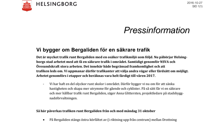 ​Vi bygger om Bergaliden för en säkrare trafik