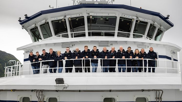This year’s National Fish & Chip Awards winners onboard Østerfjord joined by the National Federation of Fish Friers and the Norwegian Seafood Council.