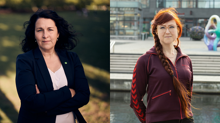 Mätta Ivarsson, gruppledare för MP i Region Skåne, och Louise Arndt, ledamot för MP i kollektivtrafiknämnden