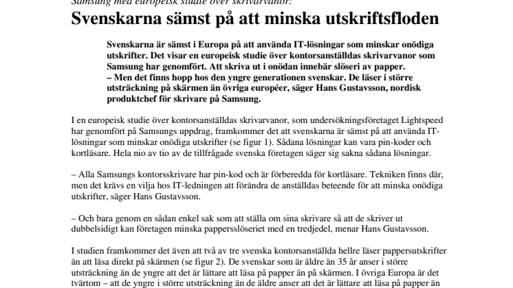 Svenskarna sämst på att minska utskriftsfloden