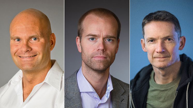 Från vänster: Tomas Sjögren, professor i nationalekonomi; Mattias Lundberg, universitetslektor vid Institutionen för psykologi och Jesper Enbom, universitetslektor vid Institutionen för kultur- och medievetenskaper. Bild: Mattias Pettersson