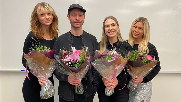   Vinnande studenter 2023 är Julia Hedström, Christian Bjärgö, Jessica Rydell och Rebecca Karlsson.