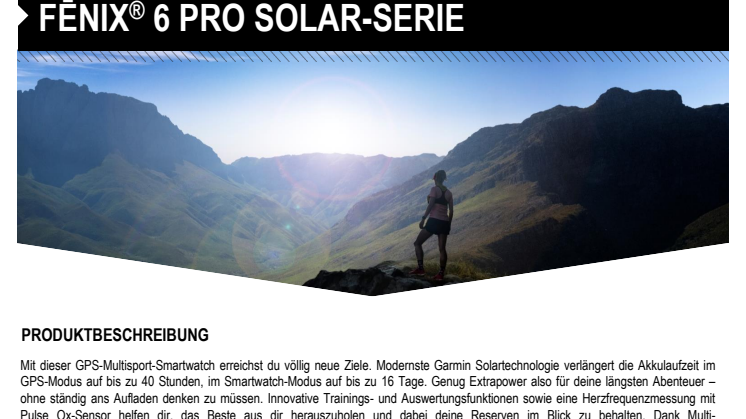 Datenblatt fenix 6 Pro Solar-Serie FH