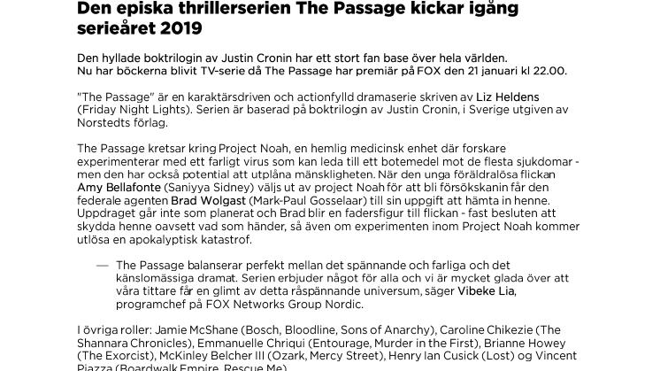 The Passage kickar igång serieåret 2019