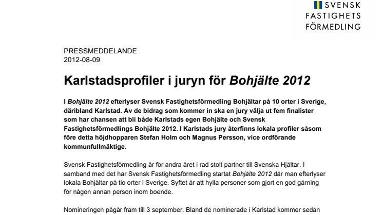 Karlstadsprofiler i juryn för Bohjälte 2012