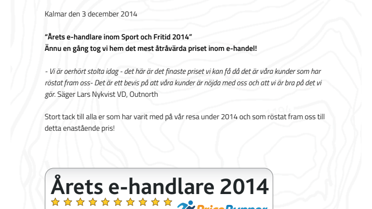 Årets e-handlare 2014 inom Sport och Fritid