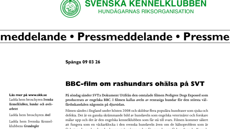BBC-film om rashundars ohälsa på SVT