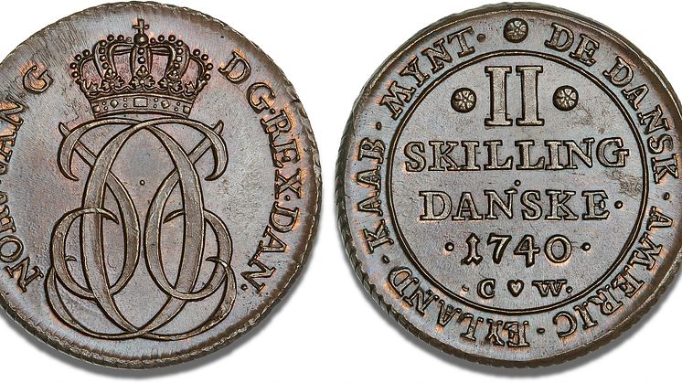 Christian VI, 2 skilling 1740 (Danish West Indies)