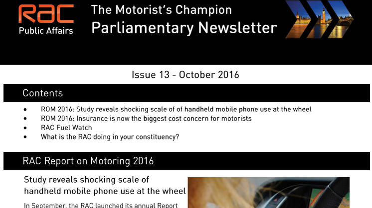 RAC Parliamentary Newsletter #13 - October 2016